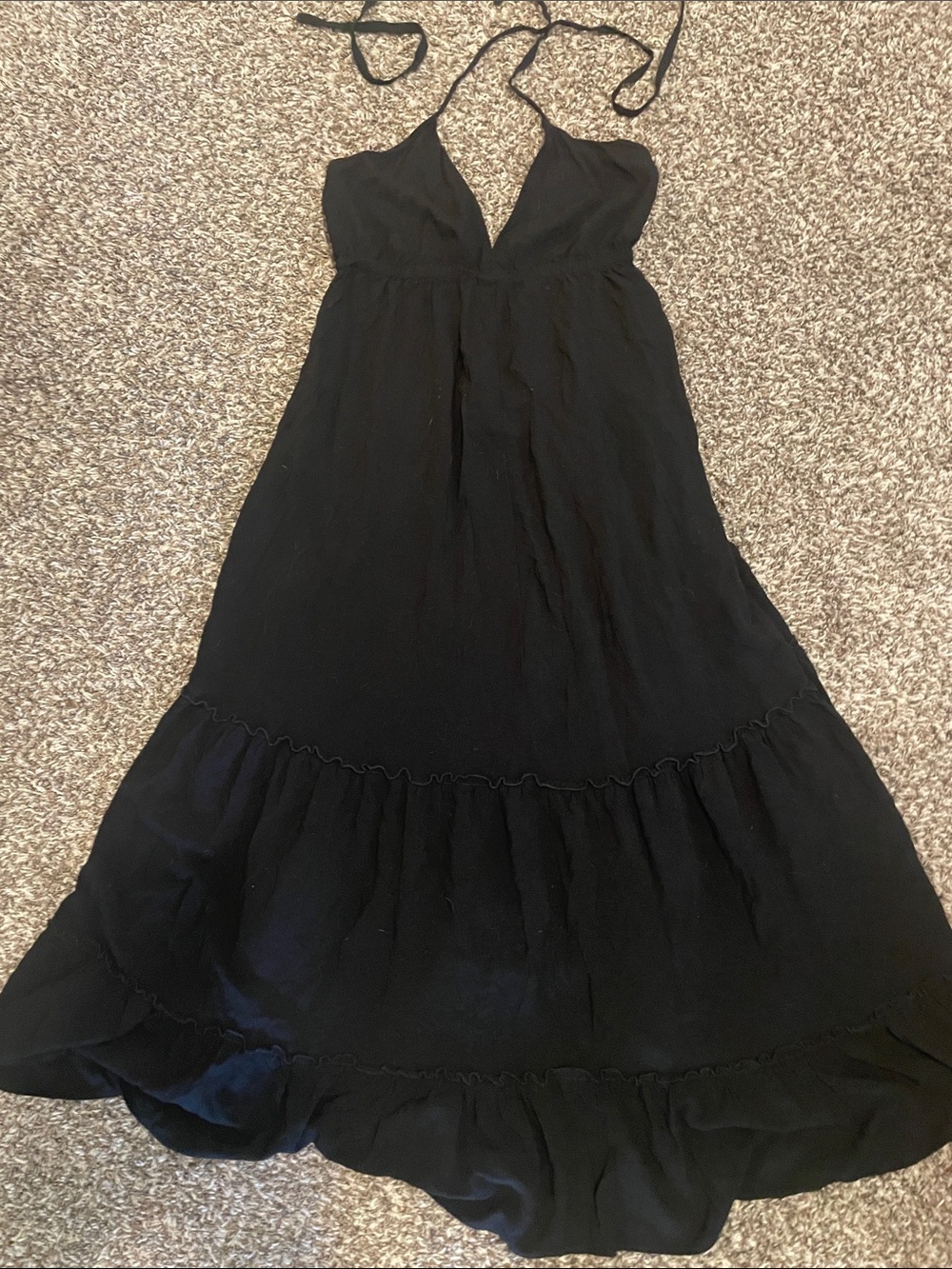 Express Black Halter Tiered Maxi Dress